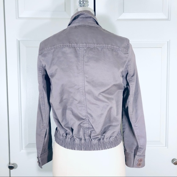 Marc Jacobs Cropped Zip Slip Pockets Elastic Bomber Like Jacket Taupe Sz S Flaw - Picture 8 of 15